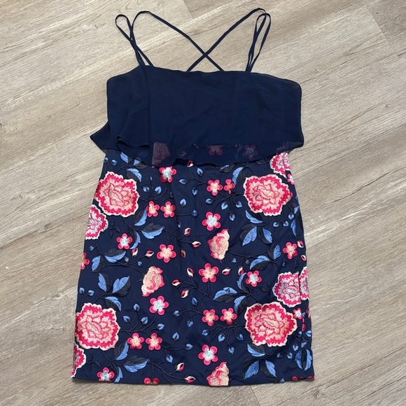 Aidan Mattox Navy and Pink Floral Dress - Picture 2 of 5